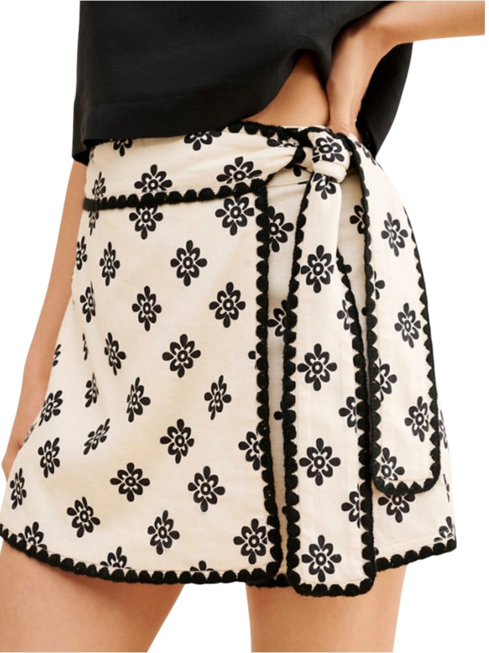 Anthropologie Farm Rio printed linen blend wrap skort